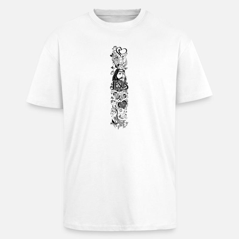 Ärmeldesign – Jesus Ethnostil schwarz - Oversized Heavyweight Unisex T-Shirt - Weiß