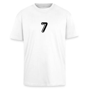 7 - Rückennummer - Oversized Heavyweight Unisex T-Shirt - Weiß - Vorne - Alina (178cm) & Michal (187cm)