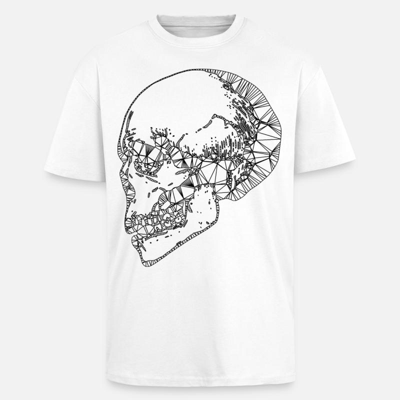 Lignes tête de mort conception crie de mort Skull - T-shirt unisexe oversize épais - blanc