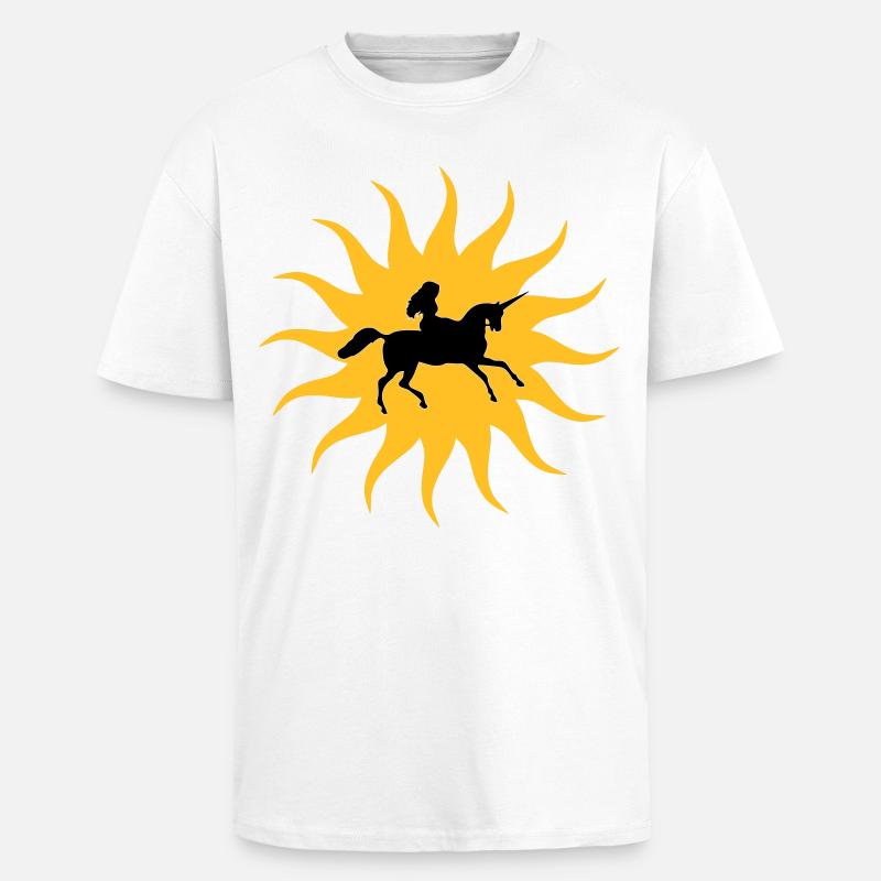 Sonne mit Einhorn - Oversized Heavyweight Unisex T-Shirt - Weiß