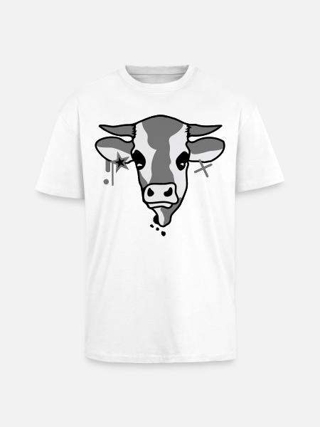 Kuh - Oversized Heavyweight Unisex T-Shirt - Weiß