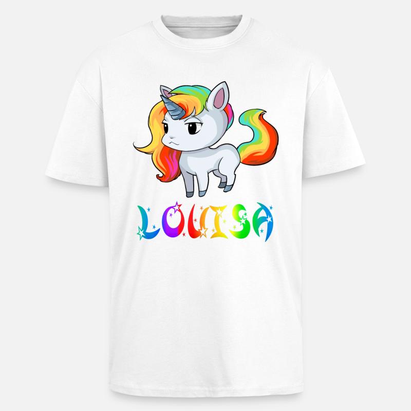 Louisa Einhorn - Oversized Heavyweight Unisex T-Shirt - Weiß