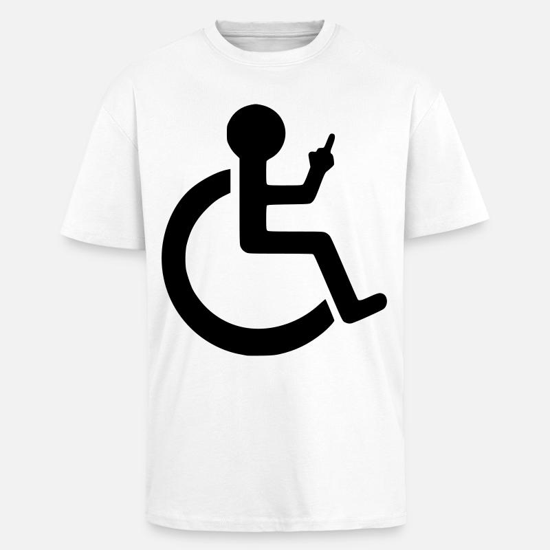 Rollstuhlfahrer mit Mittelfinger # - Oversized Heavyweight Unisex T-Shirt - Weiß