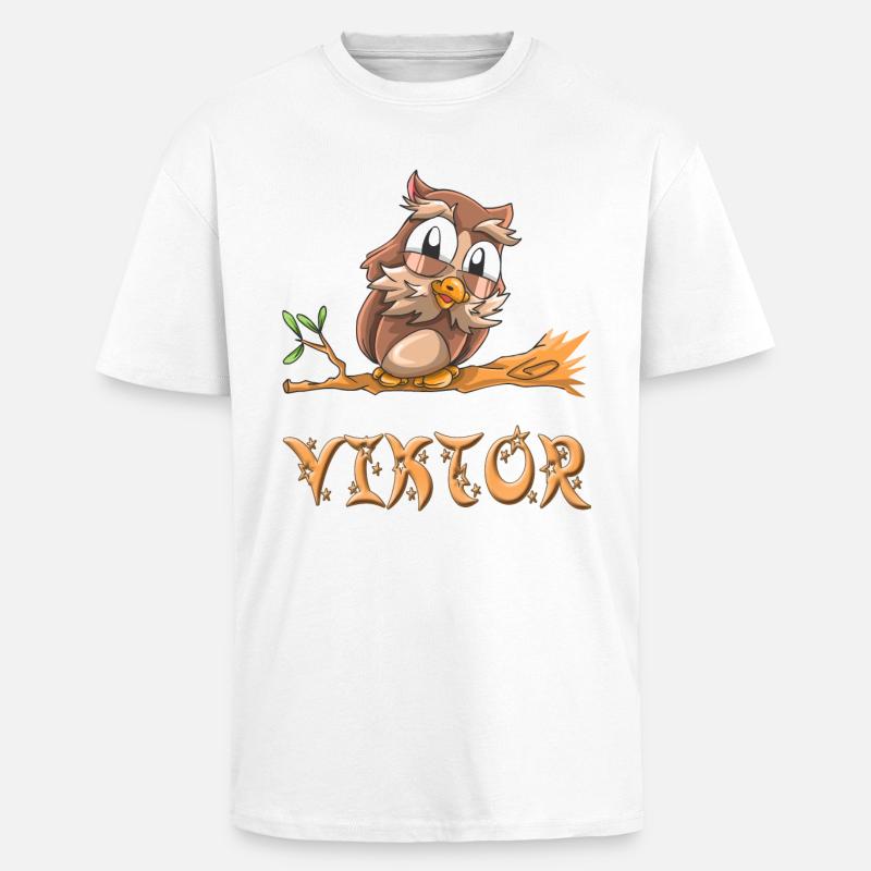 Eule Viktor - Oversized Heavyweight Unisex T-Shirt - Weiß