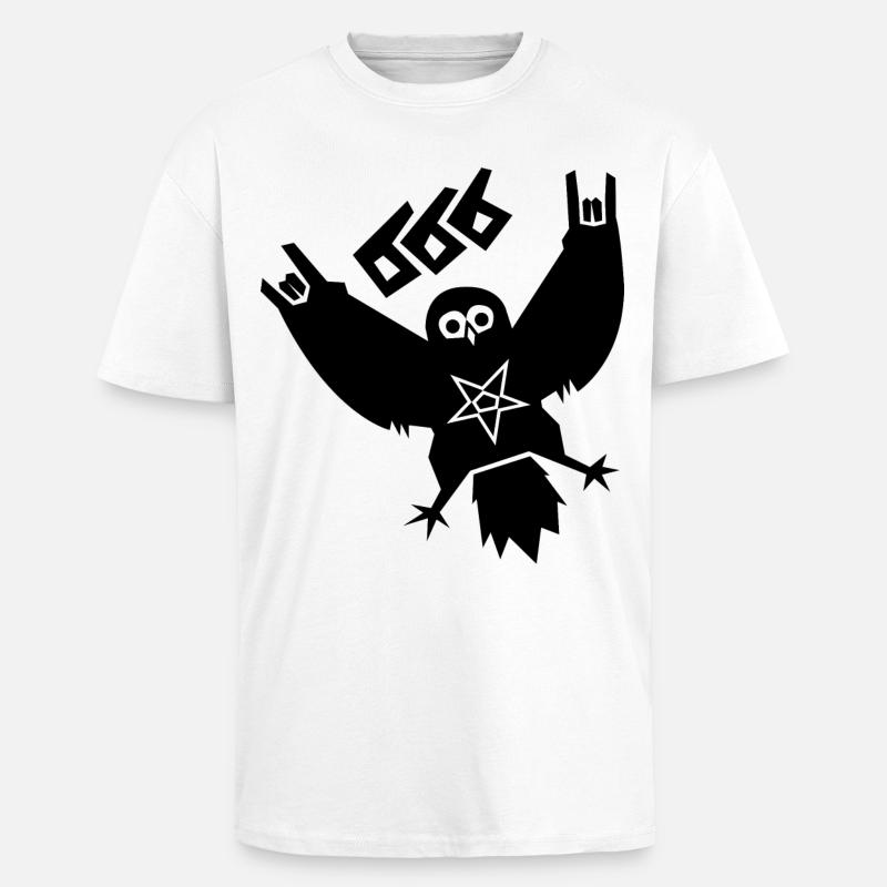 Black Metal Eule - Oversized Heavyweight Unisex T-Shirt - Weiß
