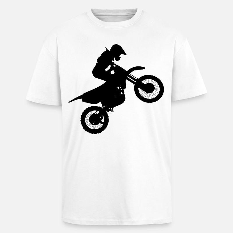 Image du pilote de motocross # - T-shirt unisexe oversize épais - blanc