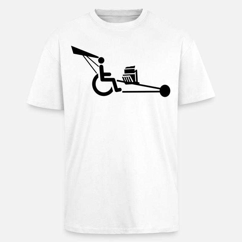 Bild eines Rollstuhls mit V8-Motor # - Oversized Heavyweight Unisex T-Shirt - Weiß
