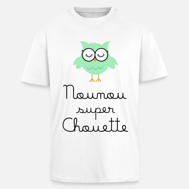 Kindermädchen große Eule - Oversized Heavyweight Unisex T-Shirt - Weiß