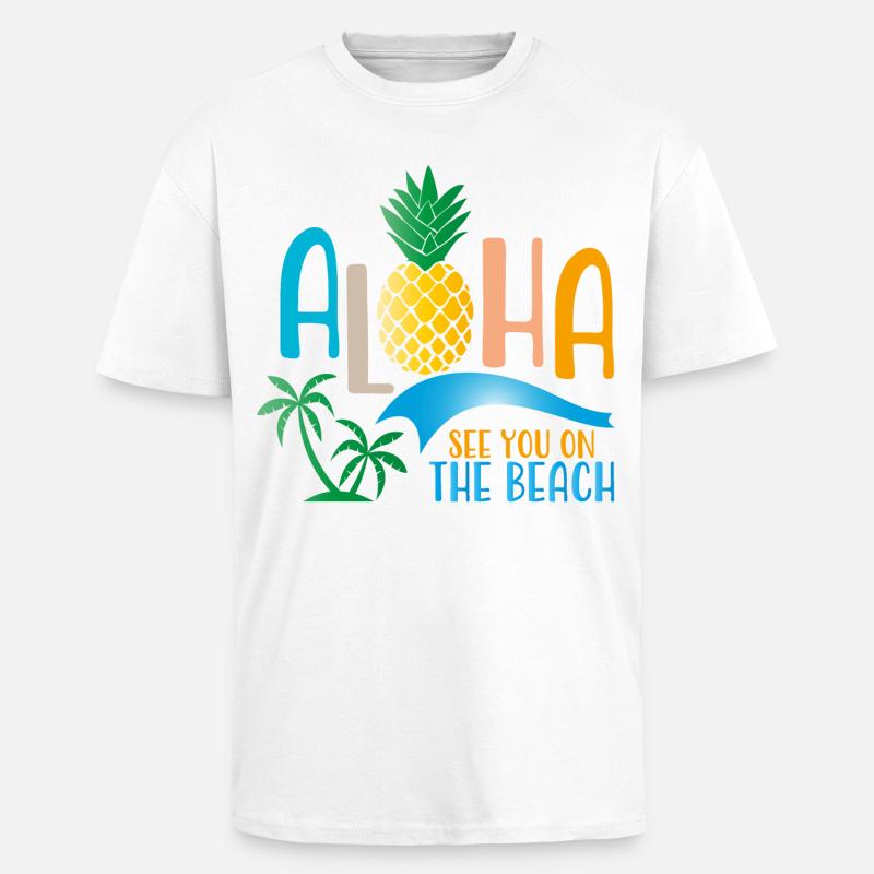 Beach - Unisex Oversized Heavyweight T-shirt - white