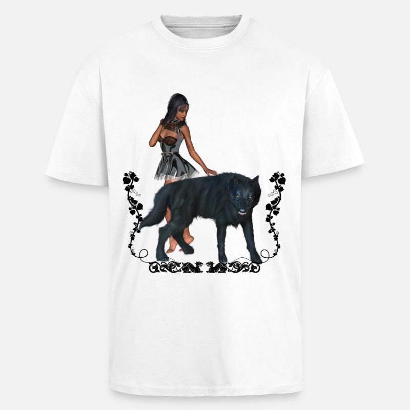 Mit dem Wolf umwerfend - Oversized Heavyweight Unisex T-Shirt - Weiß