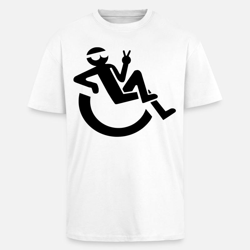 Bild eines entspannten Rollstuhlfahrers # - Oversized Heavyweight Unisex T-Shirt - Weiß