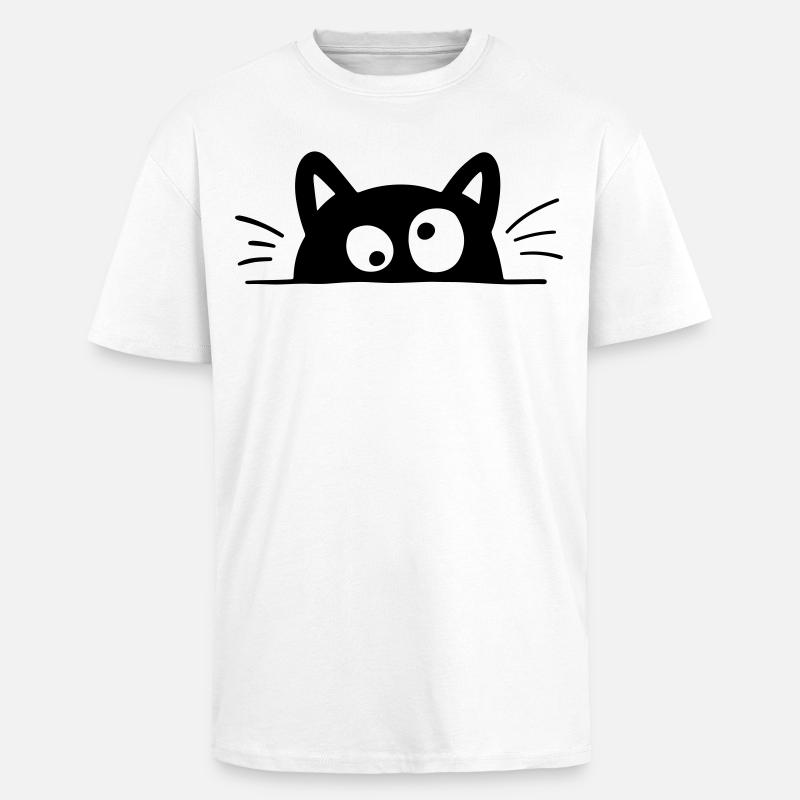 Neugierige Katze - Oversized Heavyweight Unisex T-Shirt - Weiß