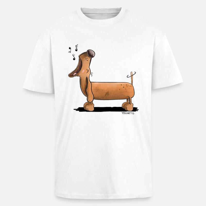 Jaulender Dackel - Dachshund - Comic - Oversized Heavyweight Unisex T-Shirt - Weiß