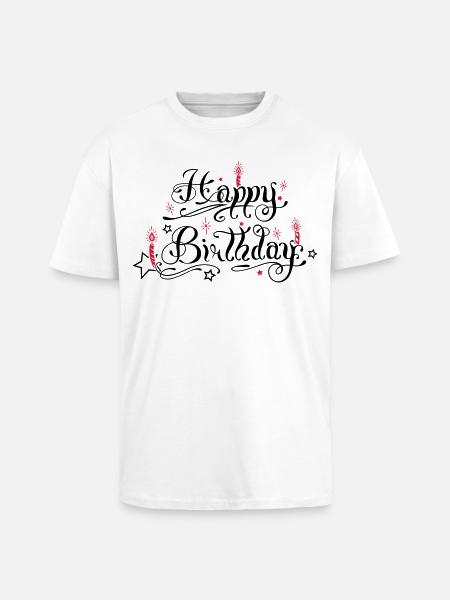 Happy birthday lettering with candles. - Unisex Oversized Heavyweight T-shirt - white