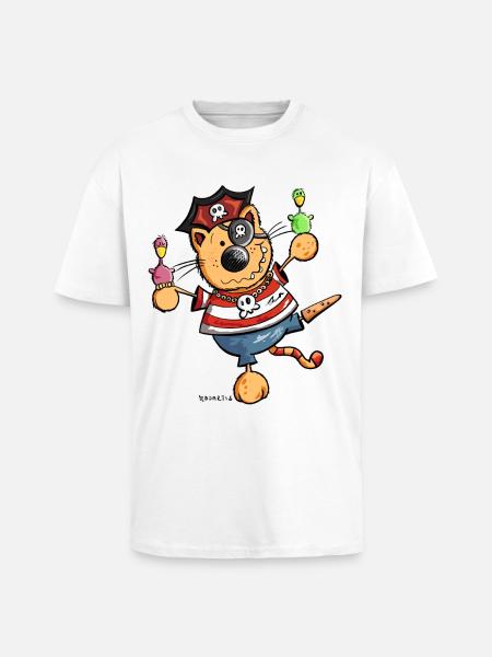 Pirate cat - Unisex Oversized Heavyweight T-shirt - white