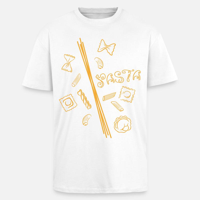Pasta-Design mit Spaghetti & Nudelformen - Oversized Heavyweight Unisex T-Shirt - Weiß