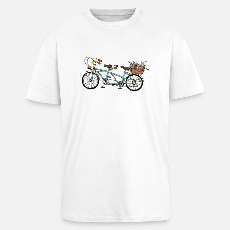 Blumen Tandem - Oversized Heavyweight Unisex T-Shirt - Weiß