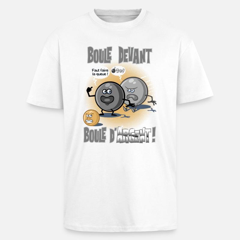 Boule devant boule d'argent - T-shirt unisexe oversize épais - blanc