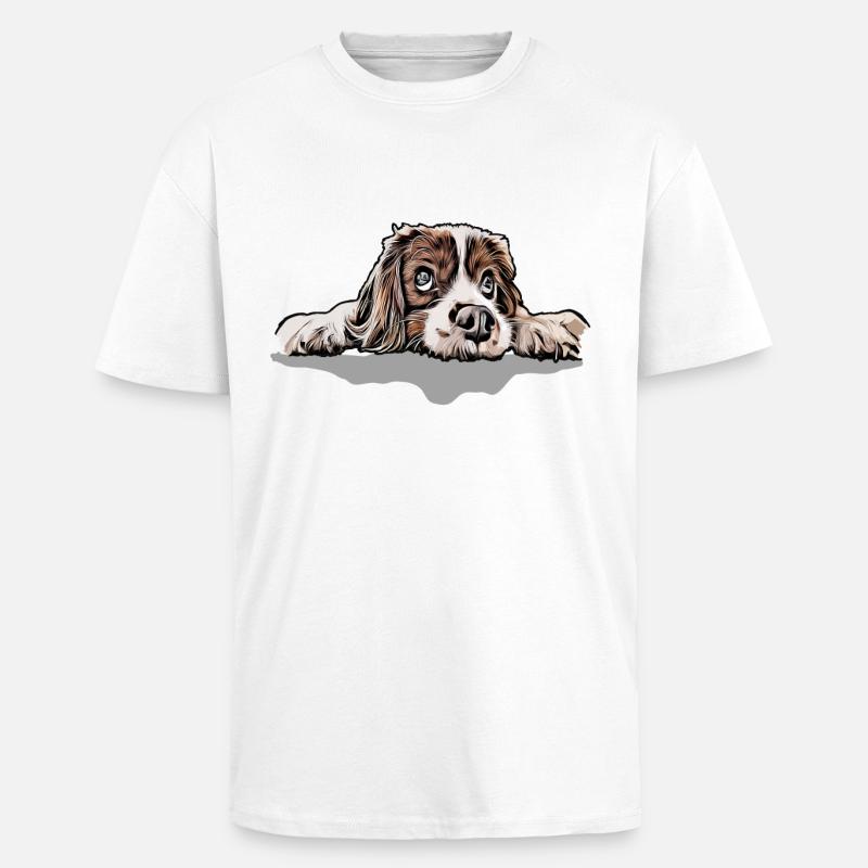 Cavalier King Charles Spaniel - Oversized Heavyweight Unisex T-Shirt - Weiß