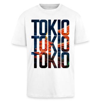 Tokyo - T-shirt unisexe oversize épais - blanc - Devant - Alina (178cm) & Michal (187cm)