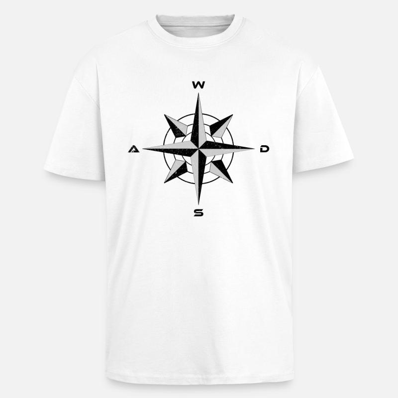 WASD Error Distressed - Unisex Oversized Heavyweight T-shirt - white
