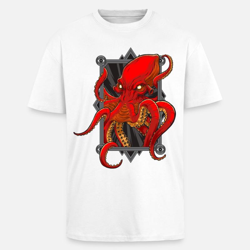 Pieuvres - T-shirt unisexe oversize épais - blanc