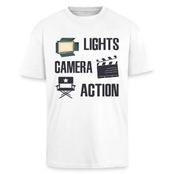 Video Producer - Unisex Oversized Heavyweight T-shirt - white - Front - Alina (178cm) & Michal (187cm)