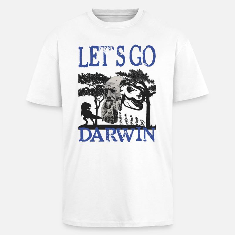 Idée cadeau textile Charles Darwin Evolution - T-shirt unisexe oversize épais - blanc