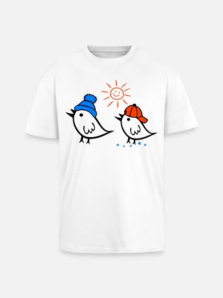 Sparrow, Sun, Spring - Unisex Oversized Heavyweight T-shirt - white