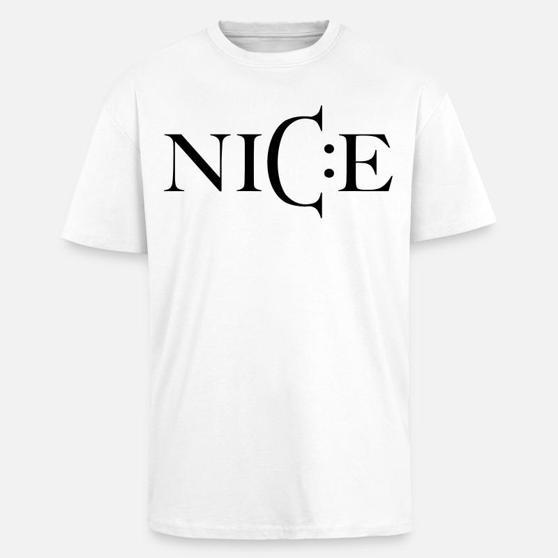 Nice – Minimal Smiley Greeting - Oversized Heavyweight Unisex T-Shirt - Weiß