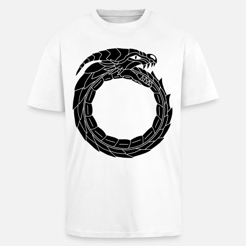 Verschlingender Schwarzer Drache - Oversized Heavyweight Unisex T-Shirt - Weiß