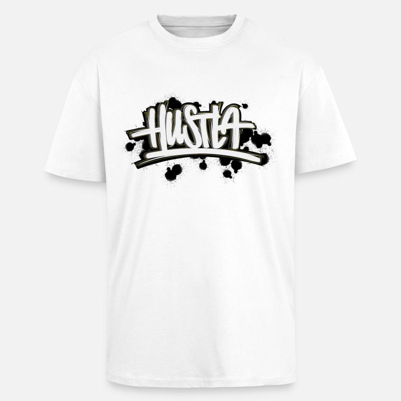 Hustla Graffiti Schriftzug  - Oversized Heavyweight Unisex T-Shirt - Weiß