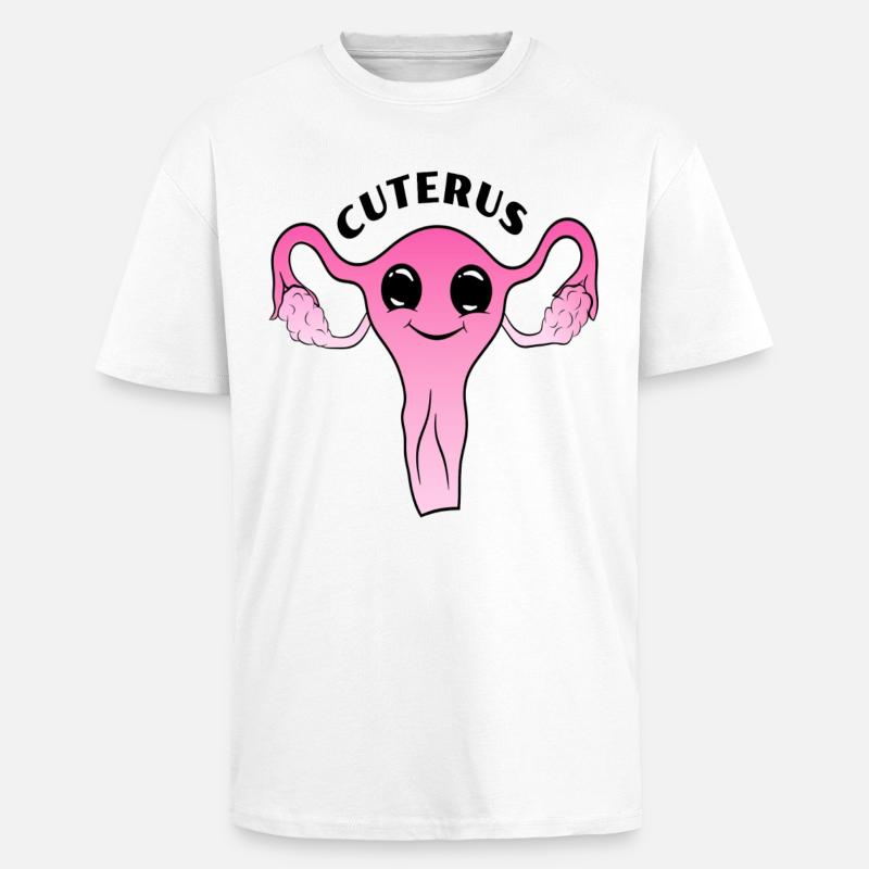 Utérus mignon mignon - T-shirt unisexe oversize épais - blanc