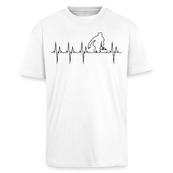Curling électrocardiogramme ECG - T-shirt unisexe oversize épais - blanc - Devant - Alina (178cm) & Michal (187cm)