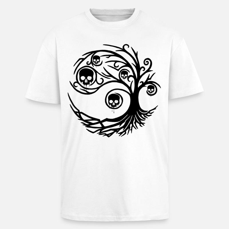 Schwarzer Baum mit Totenköpfen - Oversized Heavyweight Unisex T-Shirt - Weiß
