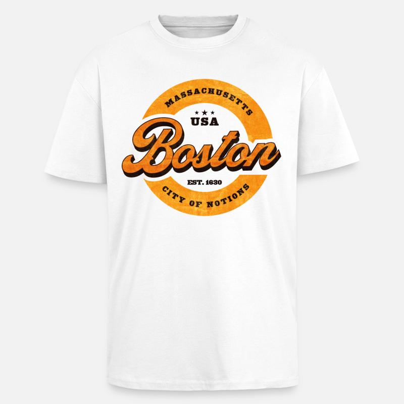 Impression du logo Boston Retro Circle - T-shirt unisexe oversize épais - blanc