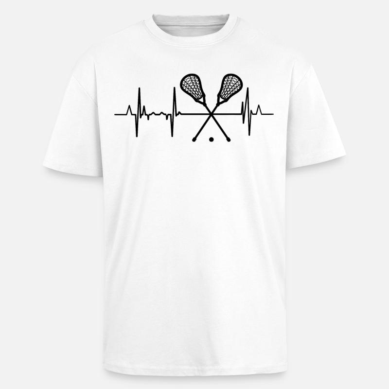 Ligne de cœur de crosse - T-shirt unisexe oversize épais - blanc