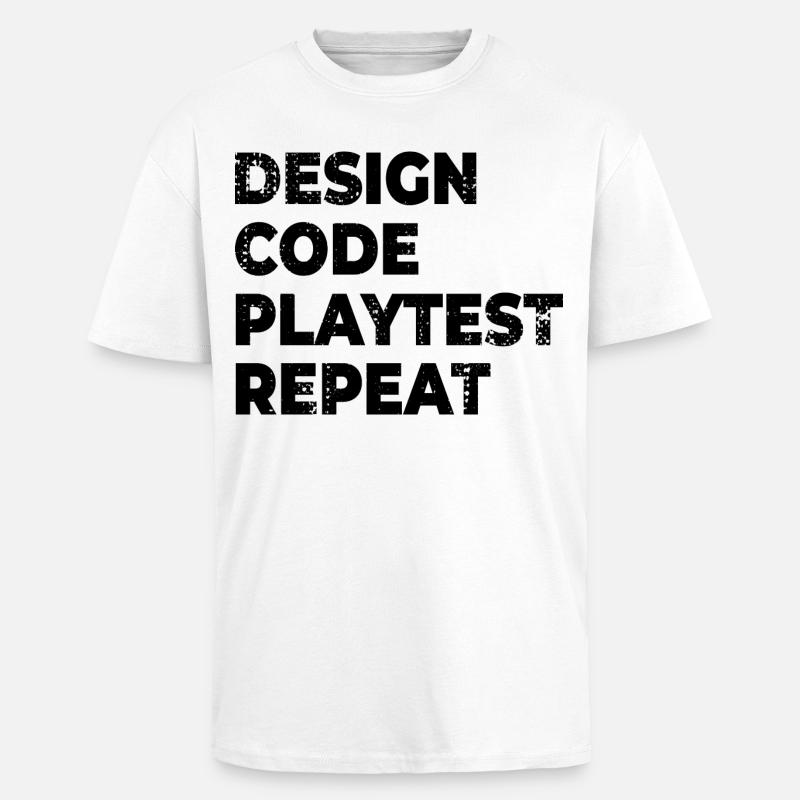 Design Code Spieltest Wiederholung - Oversized Heavyweight Unisex T-Shirt - Weiß