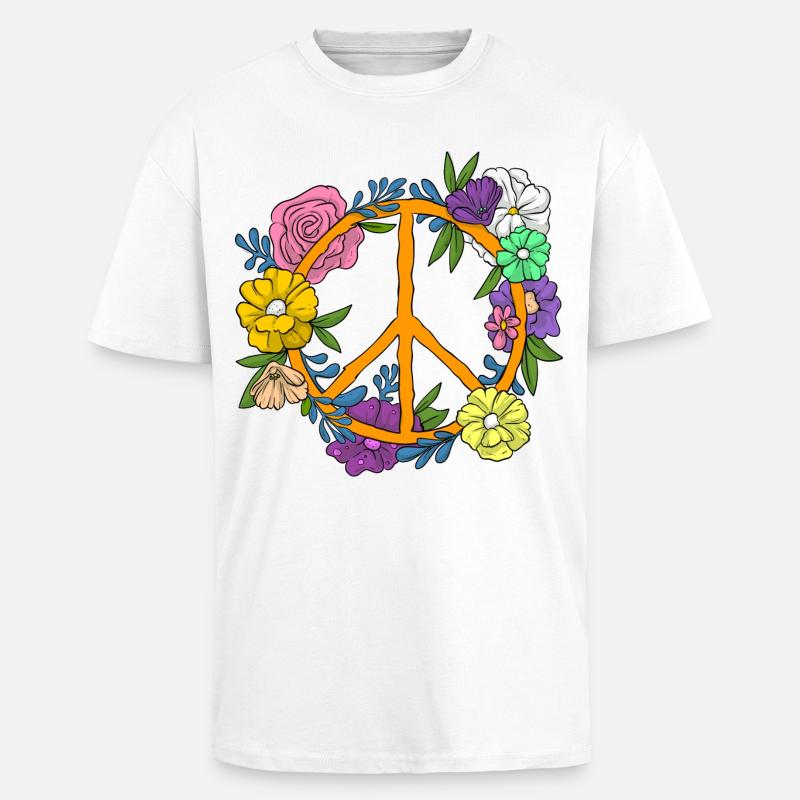 Peace Symbol / Friedenszeichen - Oversized Heavyweight Unisex T-Shirt - Weiß