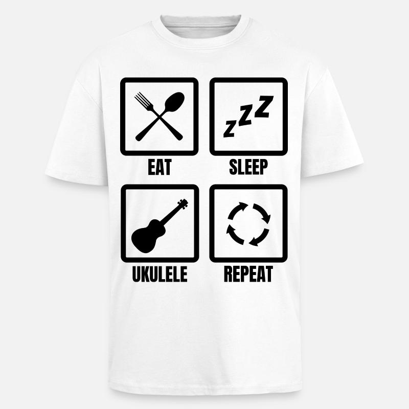 Ukulele Player Routine - Unisex Oversized Heavyweight T-shirt - white