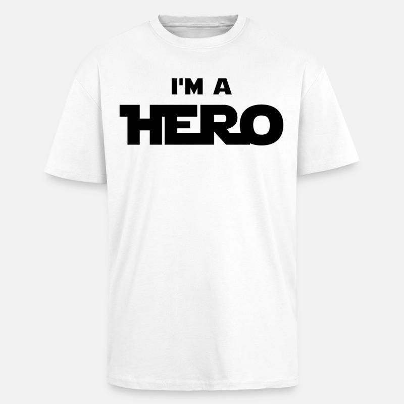 Ich bin ein Held (schwarz) - Oversized Heavyweight Unisex T-Shirt - Weiß