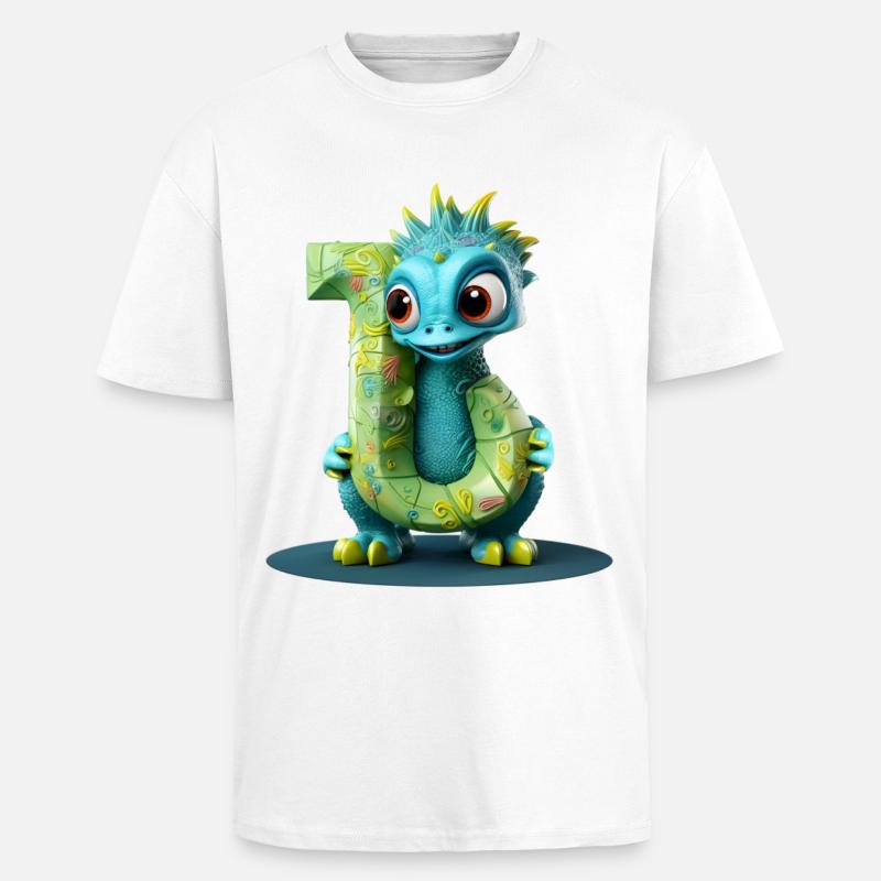 Blauer Drache mit Buchstabe J Alphabet - Oversized Heavyweight Unisex T-Shirt - Weiß