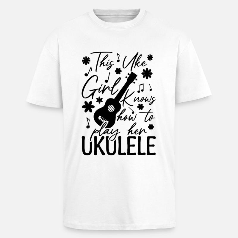 Ukulele Mädchen - Oversized Heavyweight Unisex T-Shirt - Weiß