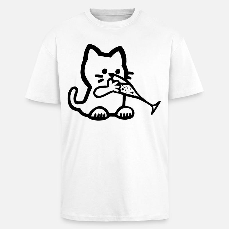 Das Kätzchen hat Durst - Oversized Heavyweight Unisex T-Shirt - Weiß