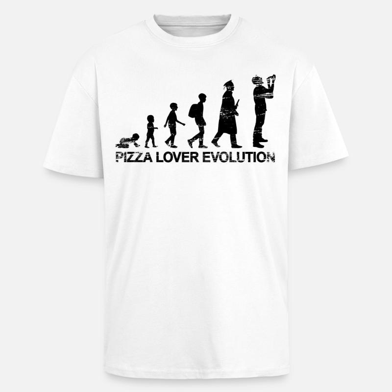 Pizza Lover Evolution - Oversized Heavyweight Unisex T-Shirt - Weiß