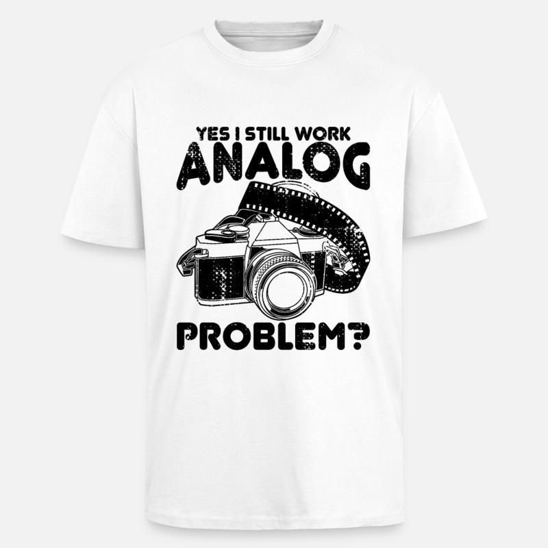 Ja ich arbeite noch analog - Oversized Heavyweight Unisex T-Shirt - Weiß