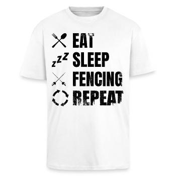 Motivation Fechten - Oversized Heavyweight Unisex T-Shirt - Weiß - Vorne - Alina (178cm) & Michal (187cm)