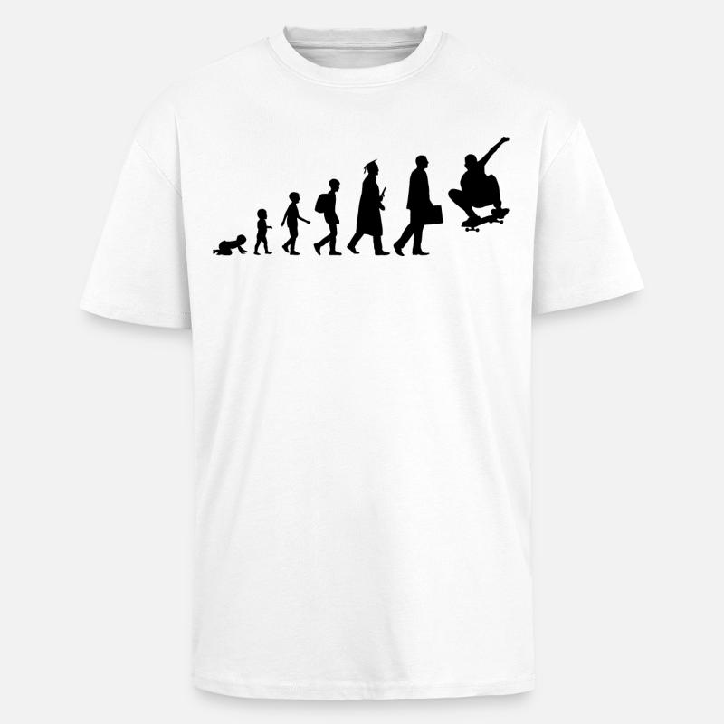 Skateboarder Evolution - Oversized Heavyweight Unisex T-Shirt - Weiß