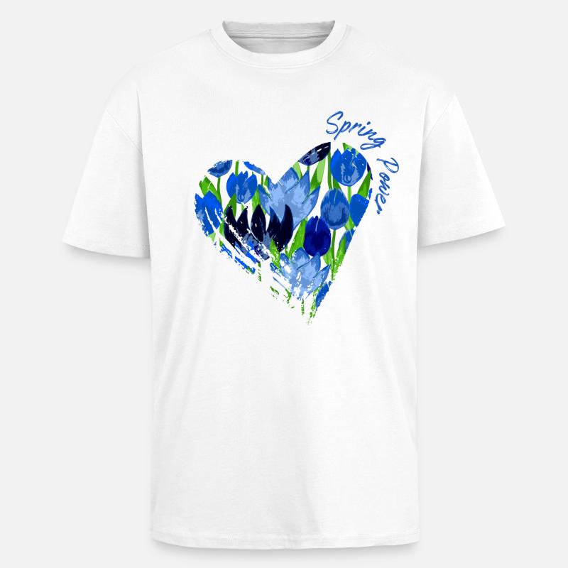 Blue Tulip Heart: Spring Power - Oversized Heavyweight Unisex T-Shirt - Weiß
