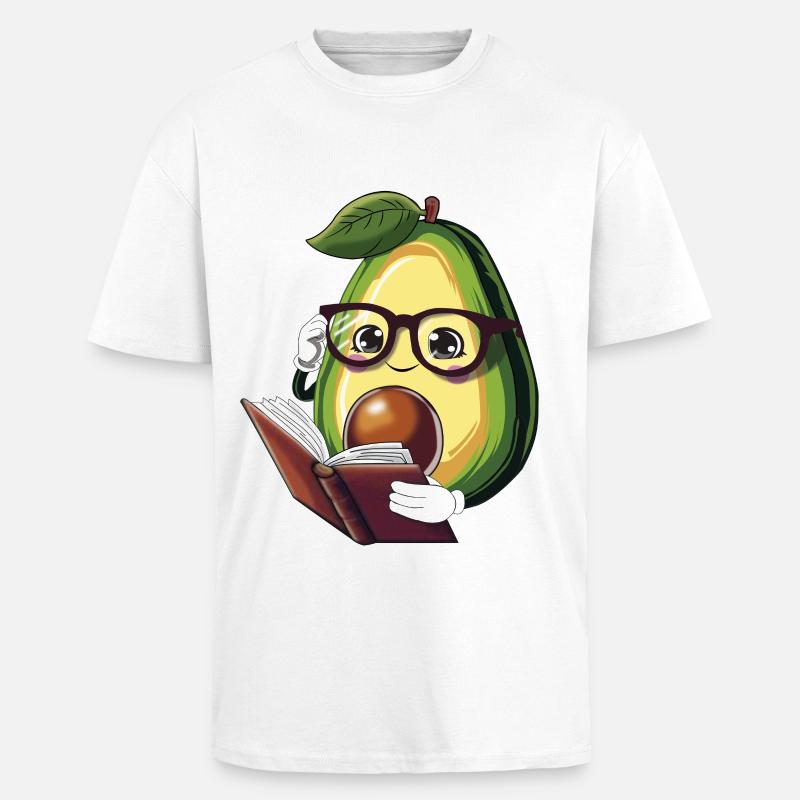 Avocado liest ein Buch – Bücherwurm - Oversized Heavyweight Unisex T-Shirt - Weiß